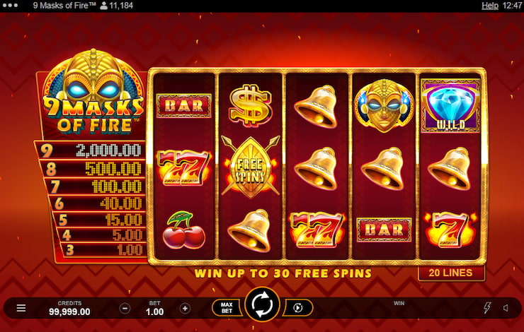 9 Masks of Fire slot by Microgaming